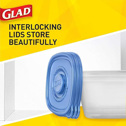 Glad GladWare Tall Entree Food Storage Containers with Snap Lids, Large Square BPA Free Plastic for Meal Prep, 42 Oz, Microwave Dishwasher Safe, 3 Count, 2 Pack Multi-Pack
