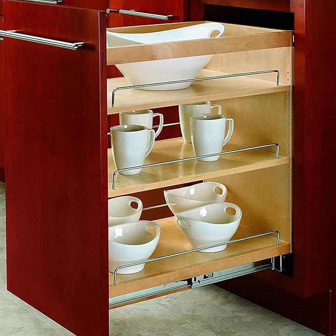 Rev-A-Shelf Maple Pullout Organizer w/Blum Soft-Close for 18" Base Cabinets