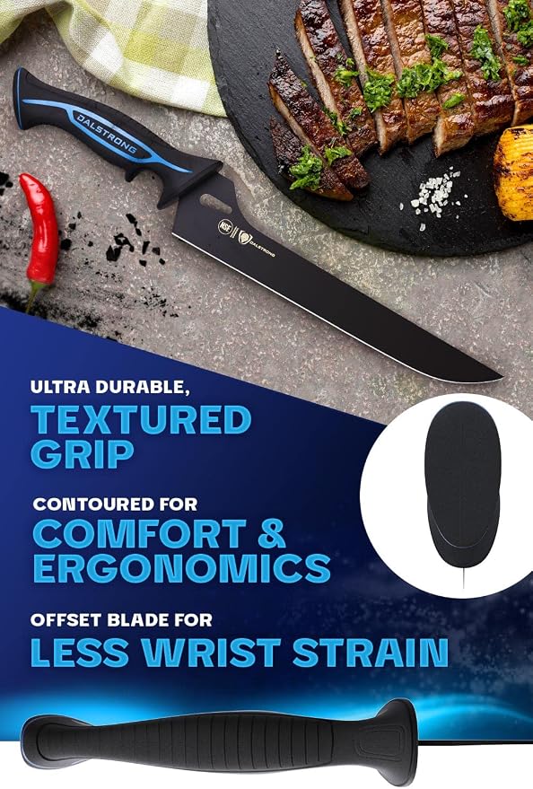 Dalstrong Slicing & Carving Fillet Knife - 10 inch - Night Shark Series-7CR17MOV High Carbon Steel-Titanium Coated-Fillet Knife for Fish & Meat Slicer - Polypropylene Handle - Sheath- NSF Certified