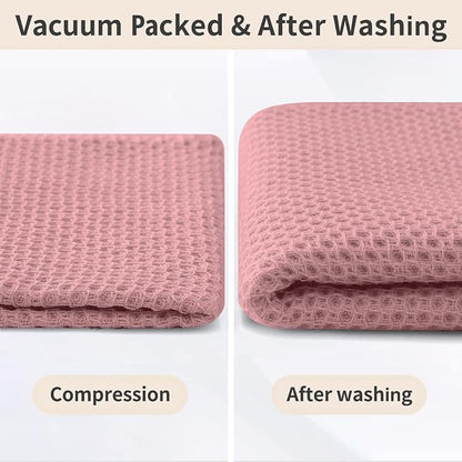 Homaxy 100% Cotton Kitchen Towels and Dishcloths Set, 12 x 12 Inches and 13 x 28 Inches, Set of 8 Bulk Kitchen Towels Set, Ultra Soft Absorbent Dish Cloths for Washing Dishes, Dried Rose