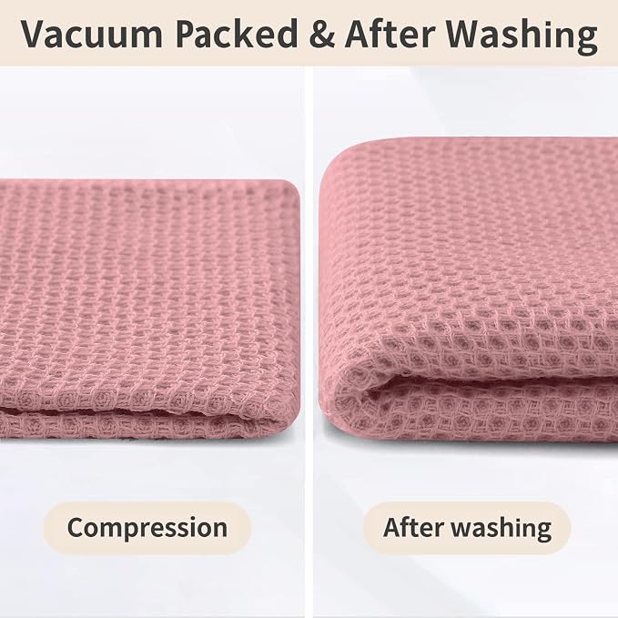 Homaxy 100% Cotton Kitchen Towels and Dishcloths Set, 12 x 12 Inches and 13 x 28 Inches, Set of 10 Bulk Kitchen Towels Set, Ultra Soft Absorbent Dish Cloths for Washing Dishes, Dried Rose