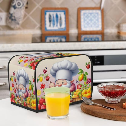 Toaster Cover 4 Slice Wide Slot Cute Gnome FriutBread Toaster Oven Dustproof Cover Small Appliance Kitchen Covers Dust and Fingerprint Protection for Women Gift 4 Slice