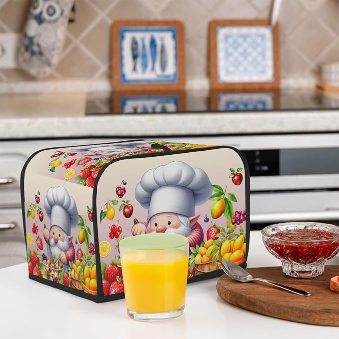 Toaster Cover 2 Slice Wide Slot Cute Gnome FriutBread Toaster Oven Dustproof Cover Small Appliance Kitchen Covers Dust and Fingerprint Protection for Women Gift 2 Slice