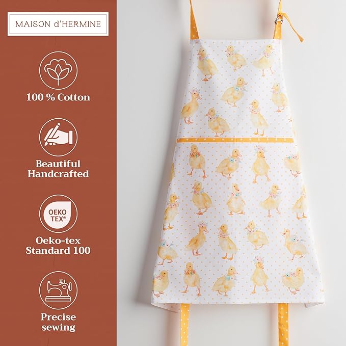 Maison d' Hermine 100% Cotton Apron for women with Pocket Kitchen Chef Apron for Men Cooking Spring Summer