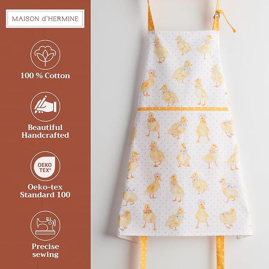 Maison d' Hermine 100% Cotton Apron for women with Pocket Kitchen Chef Apron for Men Cooking Spring Summer