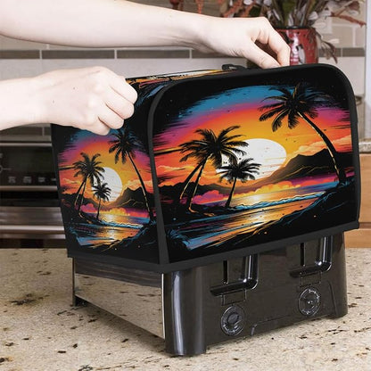 Toaster Cover 2 Slice Wide Slot Sunset Palm BeachBread Toaster Oven Dustproof Cover Small Appliance Kitchen Covers Dust and Fingerprint Protection for Women Gift 2 Slice