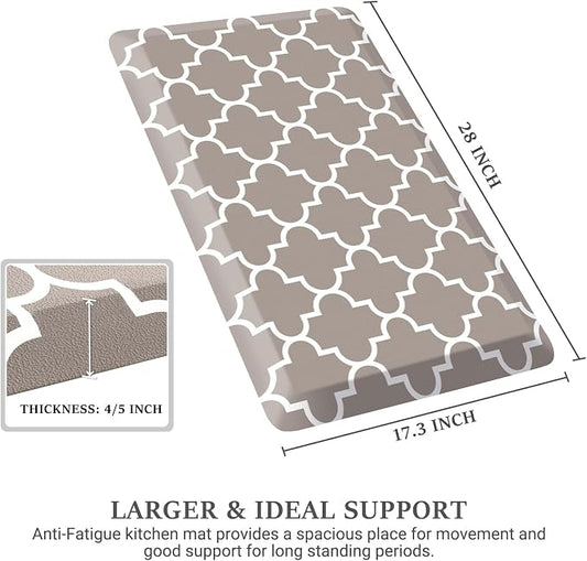 WISELIFE Kitchen Runner Rugs Anti-Fatigue mats - 4/5 Inch Non Slip Waterproof Ergonomic Comfort Mat for Kitchen, Floor Home, Office, Sink, Laundry (17.3"x 28",Khaki)