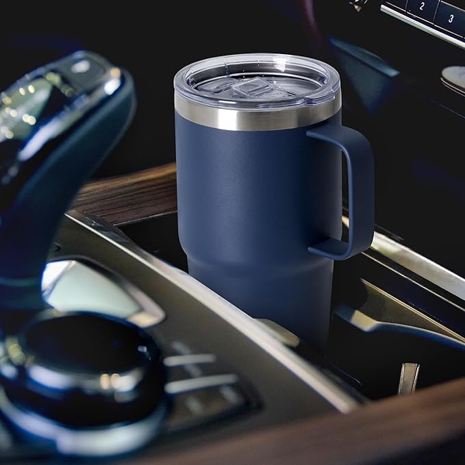 20oz Tumbler Bulk with Lid, Stainless Steel Tumbler Bulk with Handle, Metal Insulated Travel Coffee Mug Set with Handle, Double Wall Vacuum Leak Proof Tumbler Cup, Navy 12 Pack