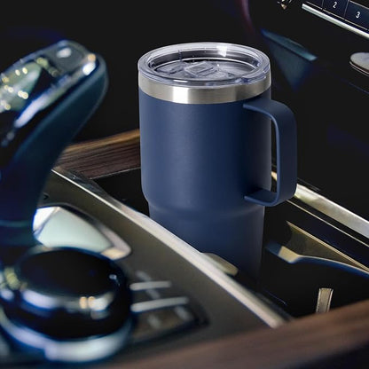 20oz Tumbler Bulk with Lid, Stainless Steel Tumbler Bulk with Handle, Metal Insulated Travel Coffee Mug Set with Handle, Double Wall Vacuum Leak Proof Tumbler Cup, Navy 6 Pack