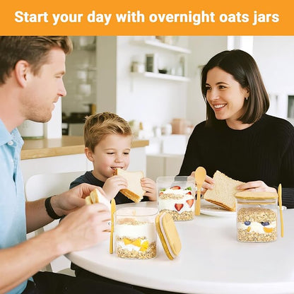 Glass Jars with Airtight Lids - 2 Pack 24 Fl.oz Square Glass Storage Jars with Bamboo Lid and Spoon, Stackable Kitchen Pantry Container Clear Food Canister for Spice, Coffee, Sugar, Tea, Nuts