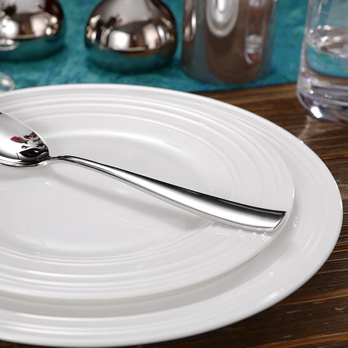 KEAWELL Premium Louis Table Utensils, 18/10 Stainless Steel, Squared Edge, Mirror Finish, Dishwasher Safe (Serving Forks, Set of 2)