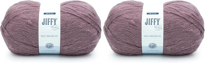 Lion Brand Yarn Jiffy Bonus Bundle, Acrylic Yarn for Crochet, Plum, 2 Pack
