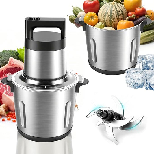 Food Processor Large Capacity,6L Electric Meat Grinder for Home,1200W Heavy Duty Food Grinder Chopper with 2 Speed& 6 Blades,Stainless Steel Bowl,Vegetable Electric Chopper for Onion, Nuts