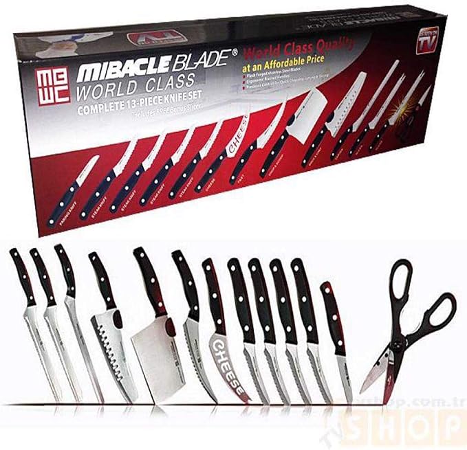 Miracle Blade World Class Professional Series 13 Piece Chef's Knife Collection - Ergonomic and Versatile Flash Forged Blades