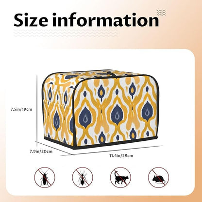 Ethnic Yellow Geometric 2 Slice Toaster Cover Wide Slot Dustproof Bread Maker Cover Fingerprint Protection Kitchen Appliance Cover Toaster Bag