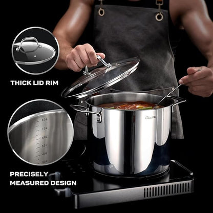 Ciwete 11-Piece Stainless Steel Pots and Pans Set Non Stick, Tri-Ply Stainless Steel Cookware Set, Induction Kitchen Cookware Sets with Steamer Insert & Stay-Cool Handles, Dishwasher, Oven Safe