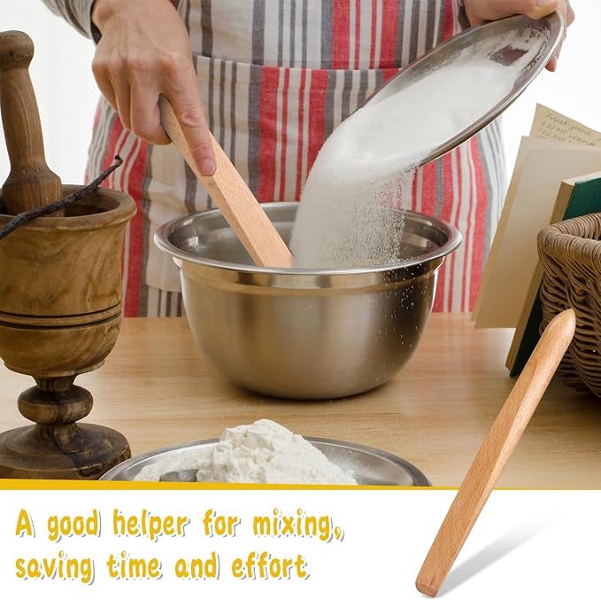 11 Inch Wooden Sourdough Bread Mixing Stir Stick Spurtle Wooden Sourdough Bread Making Tools Paddle Stirring Stick for Kitchen Cooking(Beech)