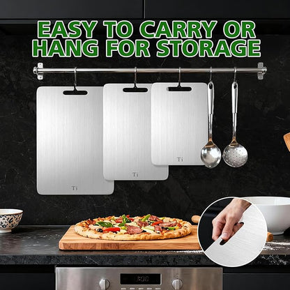 Titanium Cutting Board Cutting Boards for Kitchen Double Sided Pure Titanware Cutting Board Hygiene Durable Dishwasher Safe Food-Grade Metal Chopping Boards Non Toxic 3 PCS