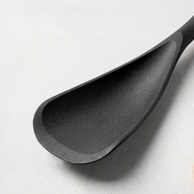 Cooking Spoon for Nonstick Cookwares, Multifunction Silicone Spatula Spoons BPA Free, Spatulas Heat Resistant Great for Mixing, Scooping, Scraping and Serving (1 Black 1 Gray, 12.6 inch)