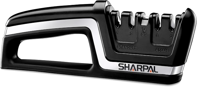 SHARPAL 104N 5-in-1 Professional Knife & Scissors Sharpener, Sharpening Tool for Straight & Serrated Blades, Repairs & Hones Euro/American & Asian Knives, Fast Scissor Sharpening Fathers Day Gift