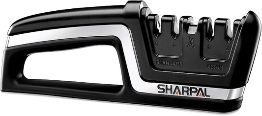 SHARPAL 104N 5-in-1 Professional Knife & Scissors Sharpener, Sharpening Tool for Straight & Serrated Blades, Repairs & Hones Euro/American & Asian Knives, Fast Scissor Sharpening Fathers Day Gift