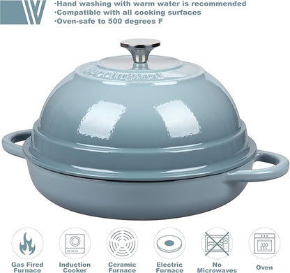VORRINGARD Cast Iron Enameled Dutch Oven Pot with Lid for Bread Baking, Bread Oven, 6 Quart, Sea Salt