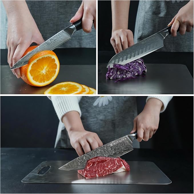 5-Piece Damascus Knife Set - Ultra-Sharp Professional 67-Layer VG10 Core Damascus Chef Knife Set | Includes 8 Inch Chef Knife, Santoku Knife, Kitchen Knife Sharpener, G10 Full Tang Handle