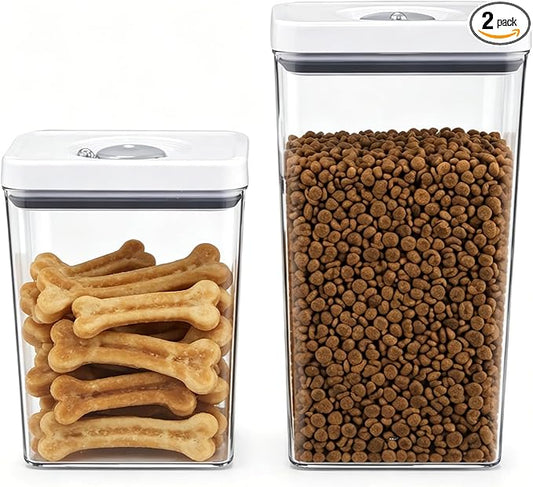 UFORU Pet Food Storage Containers Set with Twist Lock Lid, 3.1 Qt & 4.4 Qt Airtight Dog & Cat Food Container for Food and Treats, BPA Free Stackable Cereal and Flour Container