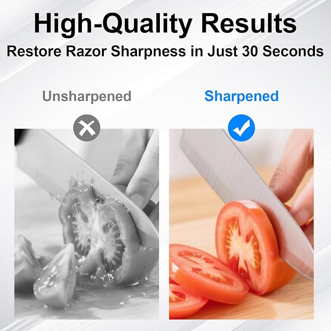Premium 3-Stage Knife Sharpener - Professional Repair, Restore & Polish for Kitchen Knives, Razor Sharp in Seconds, with Ergonomic Grip for Perfect Control