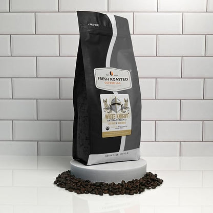 Fresh Roasted Coffee, Organic White Knight Whole Bean Coffee, Light Roast, USDA Organic, Kosher, 2 lb (32 oz)