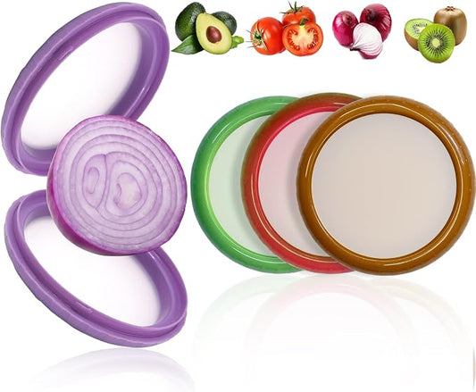 Reusable Avocado Saver and Onions Storage,4PCS Silicone Fruit and Veggie Savers,Stretch Fresh Pods Storage Box Set for Fridge,Ideal for Avocados, Tomatoes, Apples, Lemons,Potatoes, Garlic