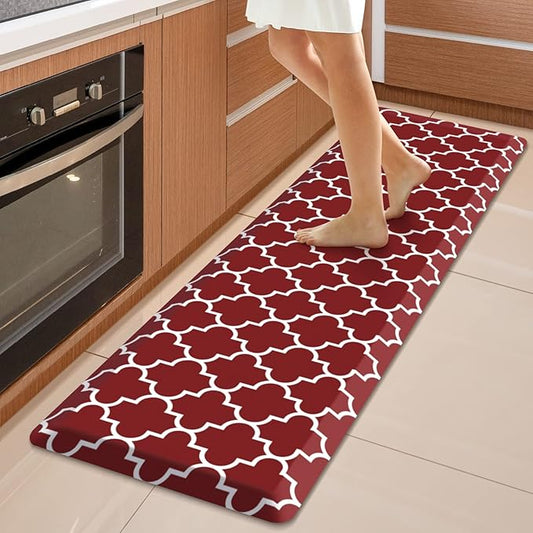 WISELIFE Kitchen Runner Rugs Anti-Fatigue mats - 4/5 Inch Non Slip Waterproof Ergonomic Comfort Mat for Kitchen, Floor Home, Office, Sink, Laundry (17.3"x 60",Red)