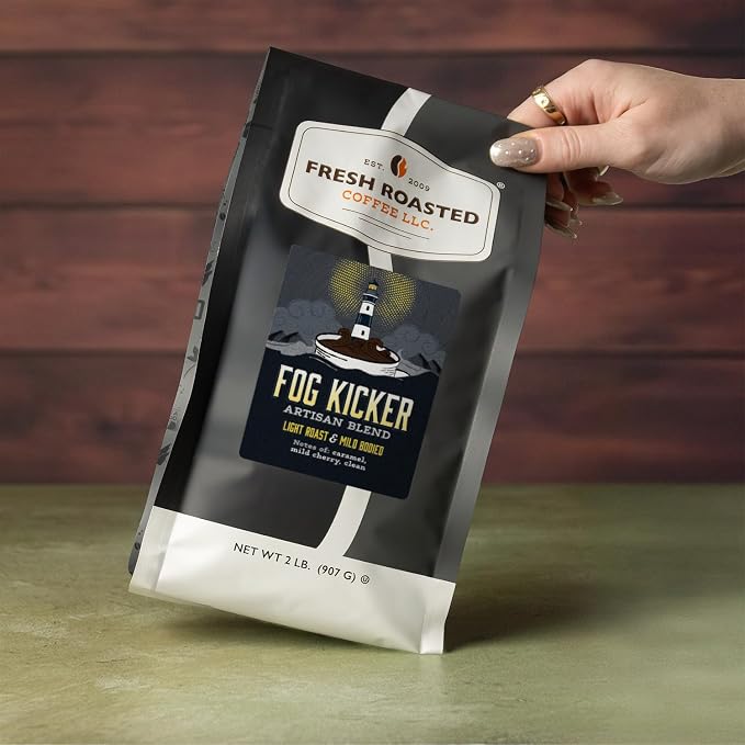 Fresh Roasted Coffee, Fog Kicker Whole Bean Coffee, Light Roast, Kosher, 2 lb (32 oz)