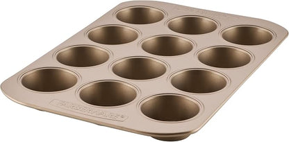 Farberware Bakeware Warp Resistant, Dishwasher Safe, 12-Cup Muffin Pan - Mocha