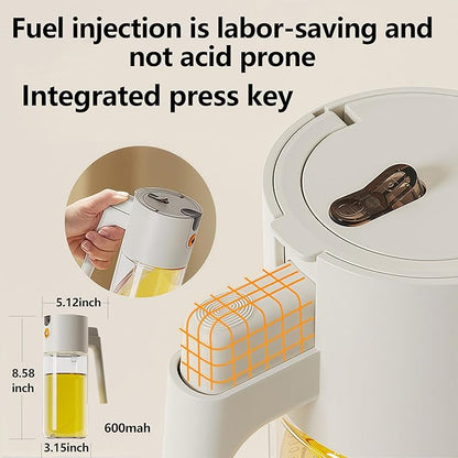 2026 New 20.3oz/600ml Olive Oil Sprayer for Cooking, Leak Glass Olive Oil Dispenser Bottle, 2 in 1 Oil Dispenser and Oil Sprayer, Switch Between Mist & Precision Pour for Air Fryer, BBQ, Salad, Baking