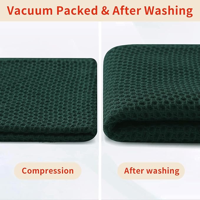 Homaxy 100% Cotton Waffle Weave Kitchen Dish Cloths, Ultra Soft Absorbent Quick Drying Dish Towels, 12 x 12 Inches, 18-Pack, Blackish Green