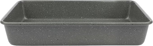 David Burke 13x9 Oblong Baking Pan – Carbon Steel, Non-Stick, PFTE & PFOA Free, Oven Safe with AirFlow Baking Technology – Gray Speckle
