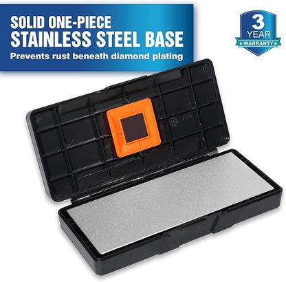 SHARPAL 156N Double-sided Diamond Sharpening Stone Whetstone Knife Sharpener | Coarse 325 / Extra Fine 1200 Grit | Storage Case with NonSlip Base & Angle Guide (6 in. x 2.5 in.) Fathers Day Gift