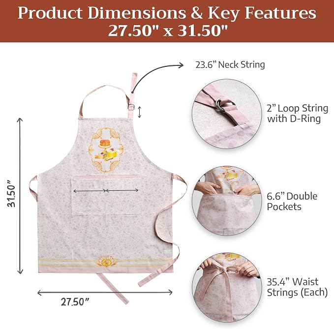Maison d' Hermine 100% Cotton Apron for women with Pocket Kitchen Chef Apron for Men Cooking Spring Summer