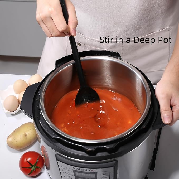 Silicone Cooking Spoon Set, High Heat Resistant Stiff Mixing Spoon, Extra Long Large Kitchen Utensil for Stirring, Mixing and Serving, 13.6 Inches, 4pack