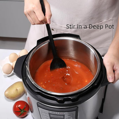 Silicone Cooking Spoon and Spatula Set, High Heat Resistant Stiff Mixing Spoon and Spoonula, Extra Long Large Kitchen Utensil for Stirring, Mixing, Scraping and Serving, 13.6 Inches