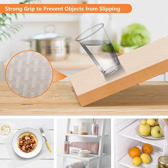 Shelf Liners for Kitchen Cabinets Refrigerator Liners Waterproof & Oil-Proof Kitchen Cupboard Liner Non-Slip Drawer Mats EVA Material Non Adhesive Fridge Mats for Shelves - Clear 23.6 x 78.7 Inches
