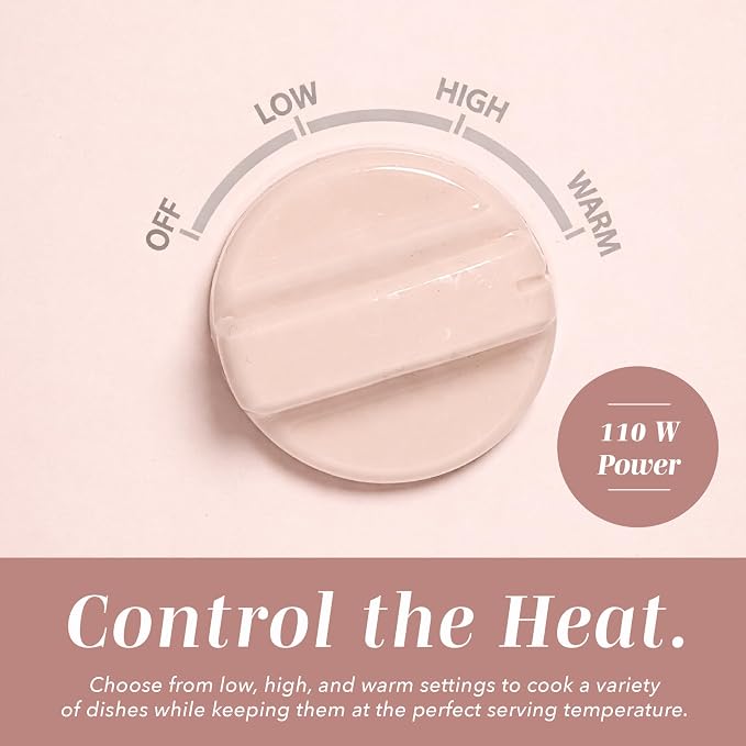 COOK WITH COLOR 2QT Mini Electric Round Slow Cooker - Adjustable Settings, Removable Stoneware Pot, Tempered Glass Lid, Dishwasher Safe, Cool-Touch Side Handles, Dusty Rose