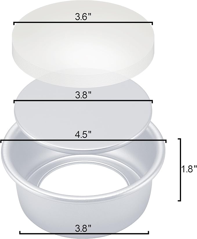 AWTBDP 4 Inch Round Cake Pan Set of 8, Nonstick Aluminum Baking Pans with 100 Sheets Parchment Paper, Easy Pop Out Removable Bottom Cake Pans for Mini Cheesecakes, Dessert, Pizzas and Quiches