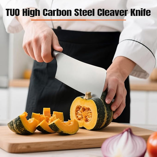 TUO Meat Cleaver Knife, 6 inch Sharp Multi-Purpose Chopper for Meat Vegetable Cutting, German High Carbon Steel Butcher Knife with Pakkawood Handle
