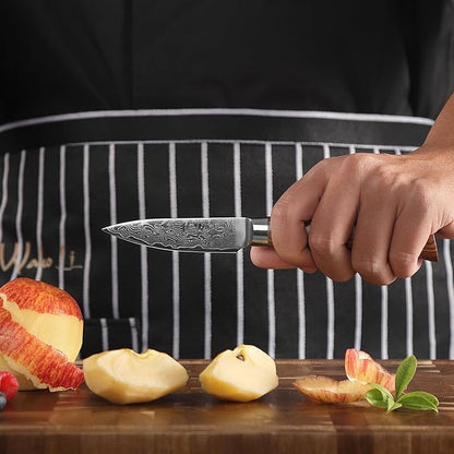 Wakoli EDIB Pro Premium Paring Knife – Japanese Style Kitchen Knife | 3.2-Inch Blade Made of 67-Layer Real Big Master Steel with Pakka Wood Handle | Professional Cooking Tool