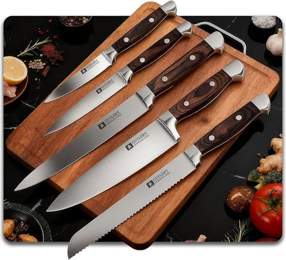 Magnetic Knife Block Set, Double Sided Magnetic Knife Holder with Knives