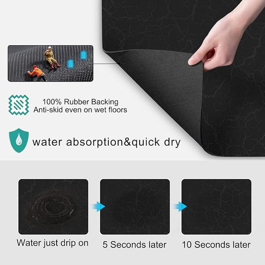 Coffee Bar Mat,Under Coffee Maker Mat,23"x15"Coffee Tray Mat Under Coffee Machine,Rubber Coffee Maker Mat,Under Appliance Mats,Silicone Hot Mat for Coffee Machine,Dish Drying Mat, Marble Black