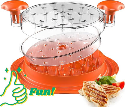 Chicken Shredder with Removable Plate - Manual Meat Shredder Tool with Transparent Lid & Cleaning Brush, Dishwasher Safe Kitchen Gadget for Shredding Chicken, Pork, Beef, Pulled Pork(Orange)