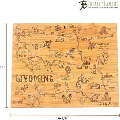 Totally Bamboo Destination Wyoming State Shaped Serving and Cutting Board, Includes Hang Tie for Wall Display